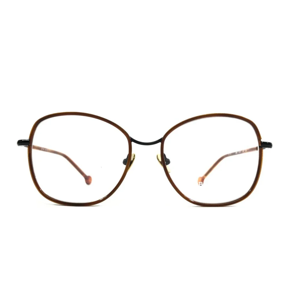 Nathalie Blanc Eyeglasses Frames ANNA 326 Black Brown Orange Wire Rim 50-17-140